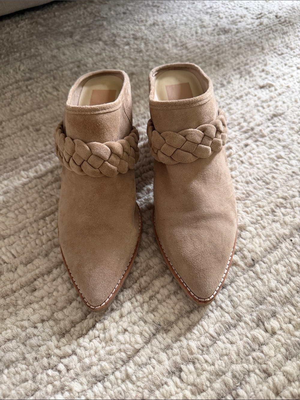 Dolce Vita Braided Strap Pointed Toe Mule - Beige